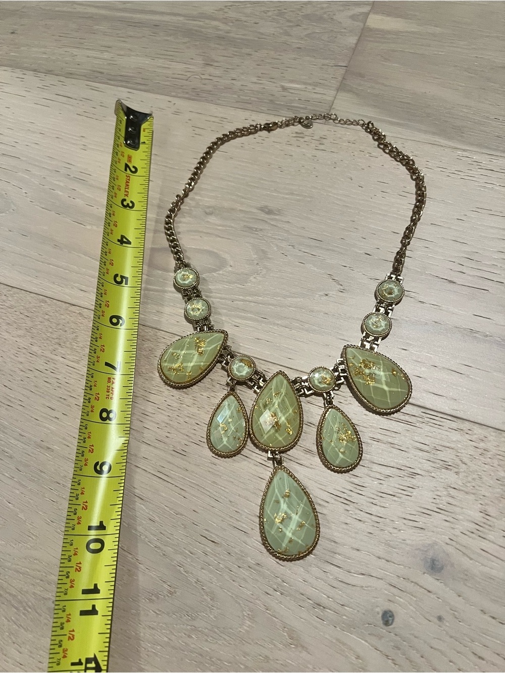 Aldo Gold-Tone Mint Teardrop Bib Necklace - Picture 2 of 4